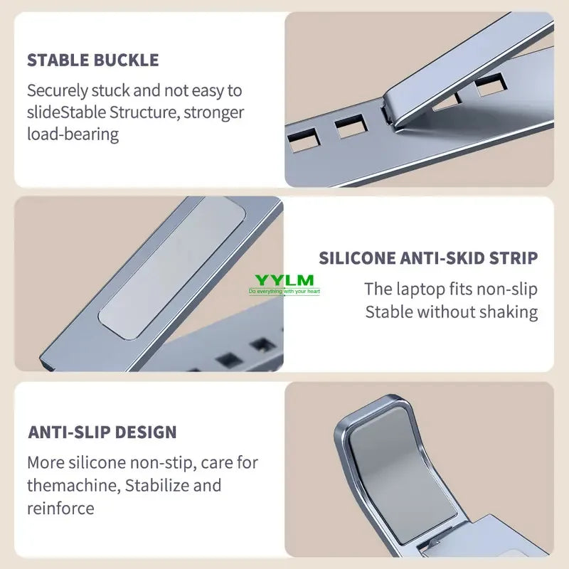 High-efficiency aluminum alloy laptop stand, adjustable, heat-dissipating, portable and foldable