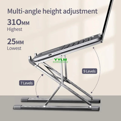 High-efficiency aluminum alloy laptop stand, adjustable, heat-dissipating, portable and foldable