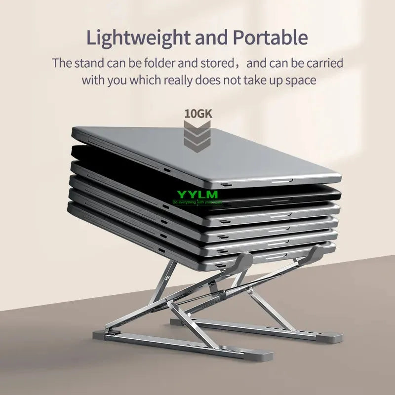 High-efficiency aluminum alloy laptop stand, adjustable, heat-dissipating, portable and foldable